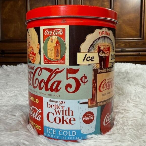 NWOT Vintage Signs Coca-Cola Cylinder Tin with Puzzle - Picture 3 of 12